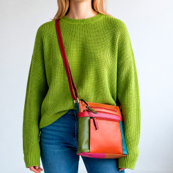 Catalina multicolor axelväska i mjukt kalvskinn | Freja Skind