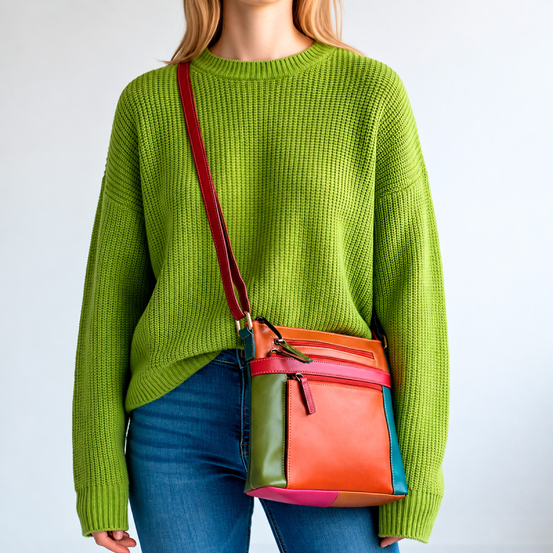 Catalina multicolor axelväska i mjukt kalvskinn | Freja Skind
