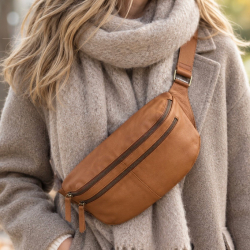Billie bumbag i mjukt cognacskinn - Treats - Freja skind