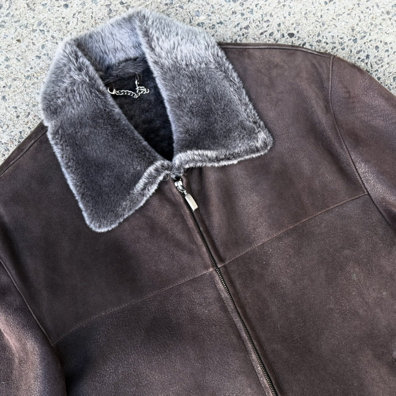 Adam herre shearling jakke - brun rulam