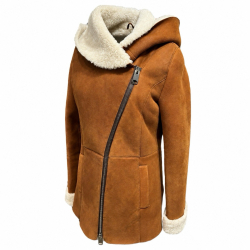 Lea dame rulamsjakke i cognac farve rulam - Varm vinter jakke shearling