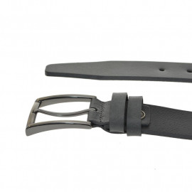 grå skindbælte - Aston - ægte kernelæder