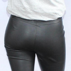 Svarta skinnleggings - Stretch och hög midja - Mjuk lammskinn
