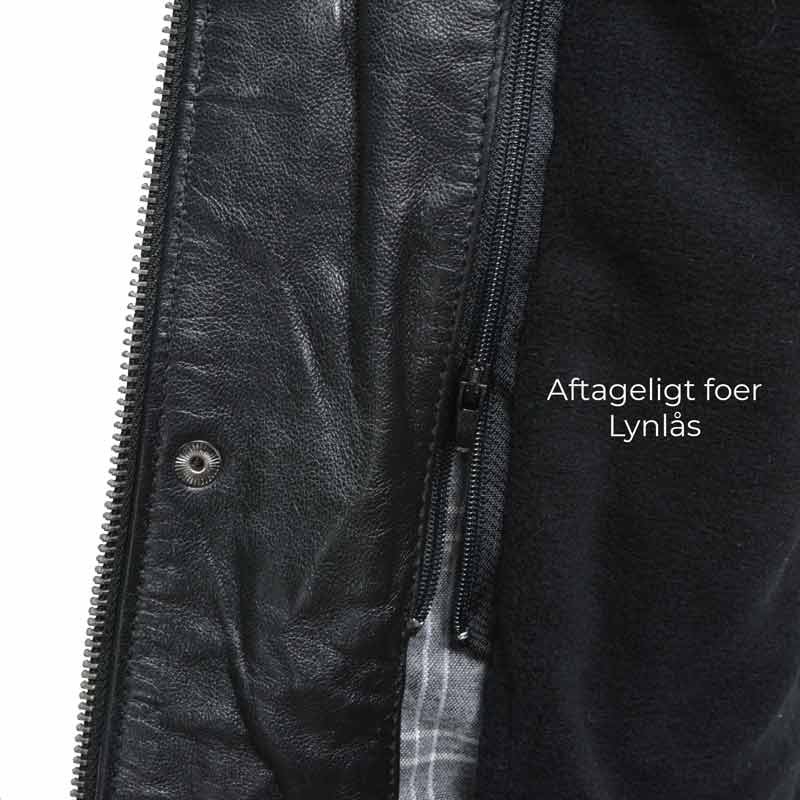 Vinterjacka i svart skinn - Avtagbart foder - Varm mellanlång modell - Herr