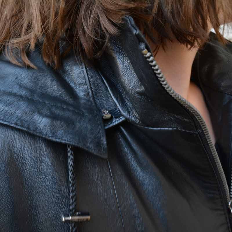 Svart skinnjacka med avtagbart foder - Dam skinnjacka två i en