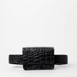Treats bæltetaske sort crocopræget skind - Petra