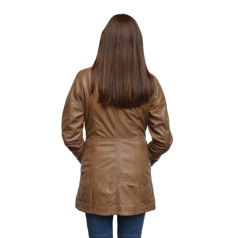 Mellemlang skindjakke - Tilbud