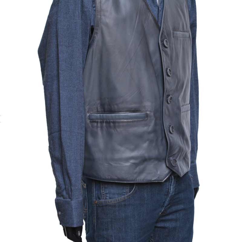 Skinnväst grå lammskinn - Herr skinnväst i klassisk design
