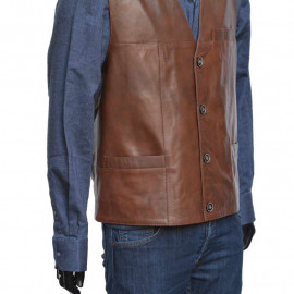 Brun herre skindvest - Blød lammeskind