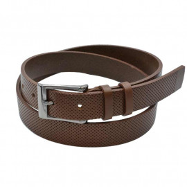 dame læderbælte m prikket mønster - cognac kernelæder