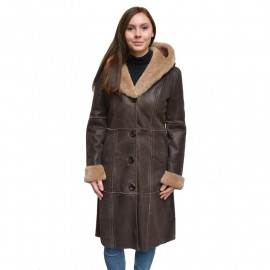 Brun dame rulamsfrakke lang model retro look - Få stk.