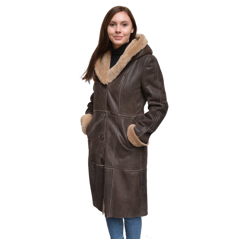 Brun dame rulamsfrakke lang model retro look - Få stk.