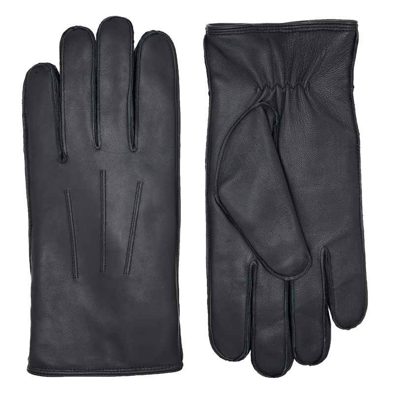 Svart vinterhandske herr - Perlelammsfoder - Randers handskar