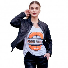 Notyz-11042-sort dame skindjakke - råt look