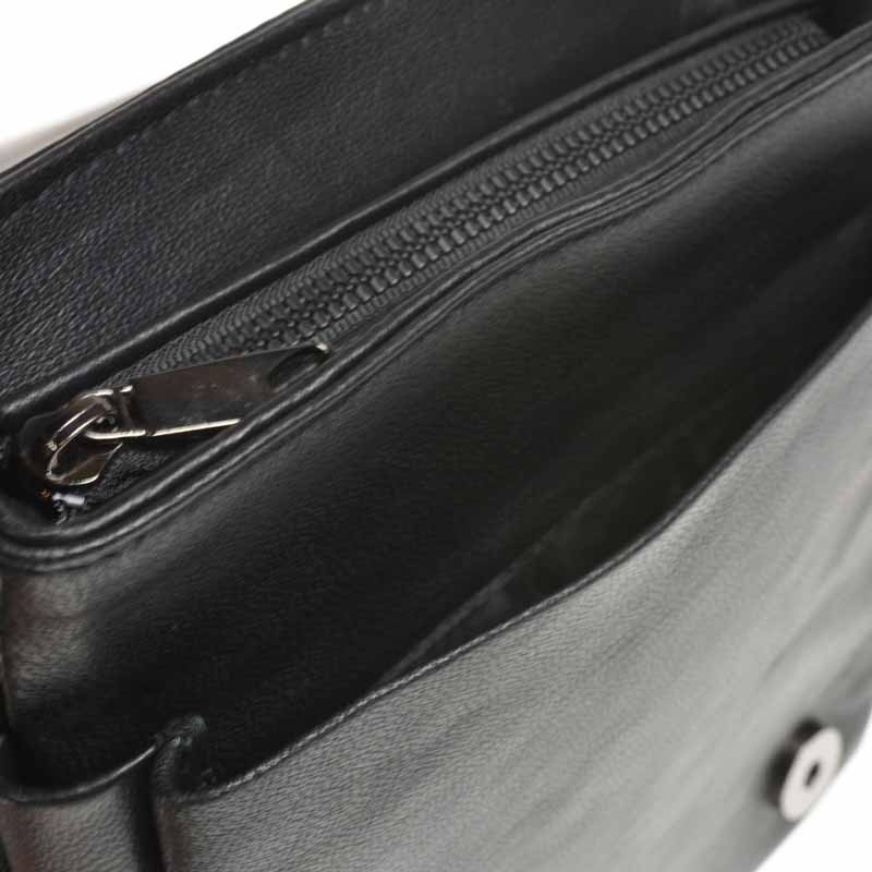 Sort crossbody taske - Line - Lammeskind