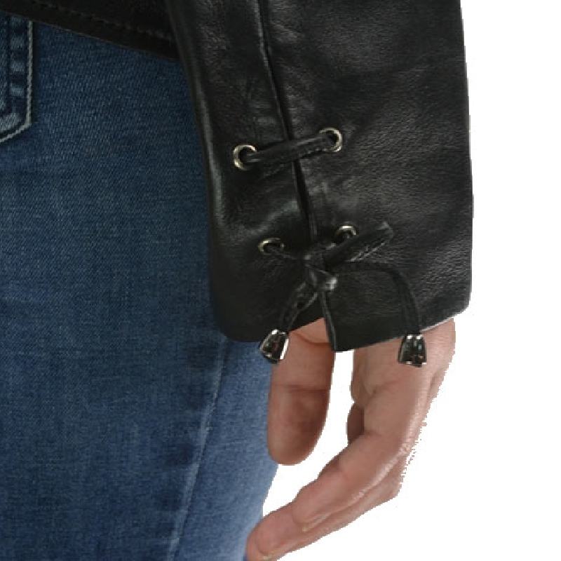 Sort dame skindjakke i handskeskind og ruskind