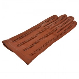 Cognac dame skindhandske uden foer - Randers handsker