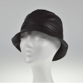 mørkebrun skindhat - lammeskind