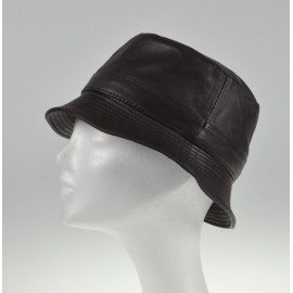 mørkebrun skindhat - lammeskind