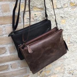 Corium crossbody taske i sort el brun kalveskind - 170008