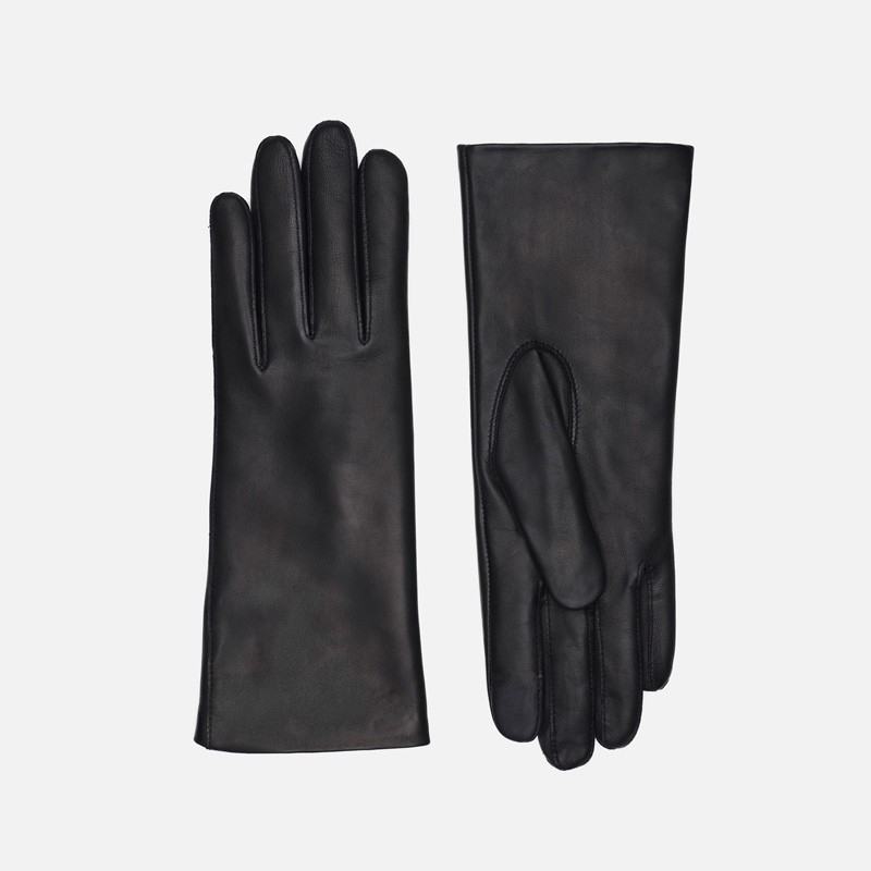 Dame Randers handsker - Sort med strikfoer 208700