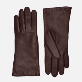 Mørk brun dame skindhandske - uldfoer - 208700 - Randers