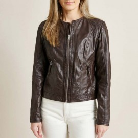 Brun Paula skindjakke fra SAKI - Blød lammeskind