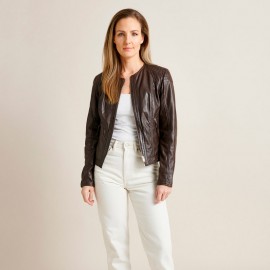 Brun Paula skindjakke fra SAKI - Blød lammeskind