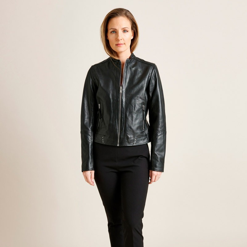 Sort Dina skindjakke - Dame - Saki - 10118