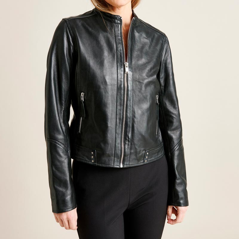 Sort Dina skindjakke - Dame - Saki - 10118