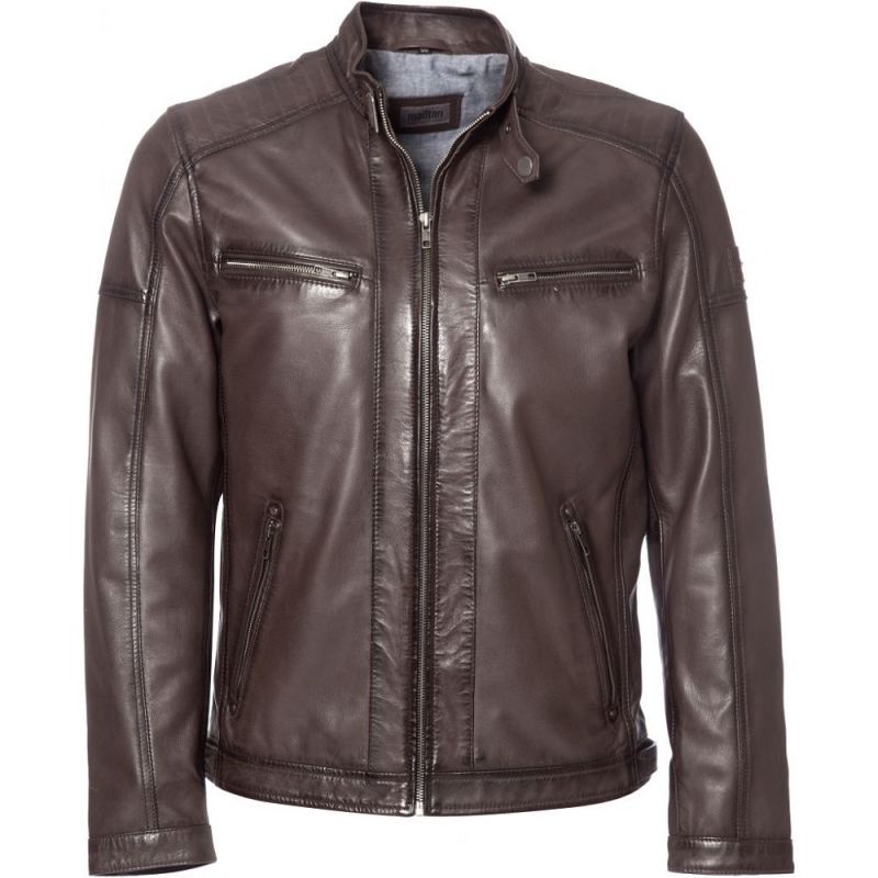 Brun plus size herrskinnjacka - Str. 70-74 - Lammskinn - Moltan