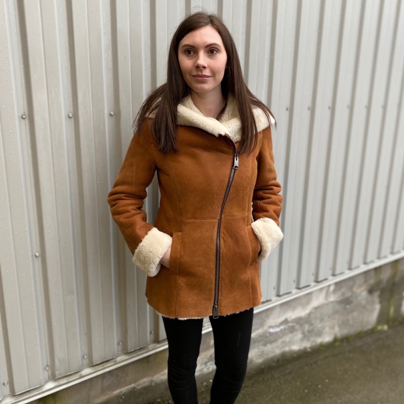 Lea fårskinnsjacka - Cognac - Skräddarsydd - Dam - Freja Skind