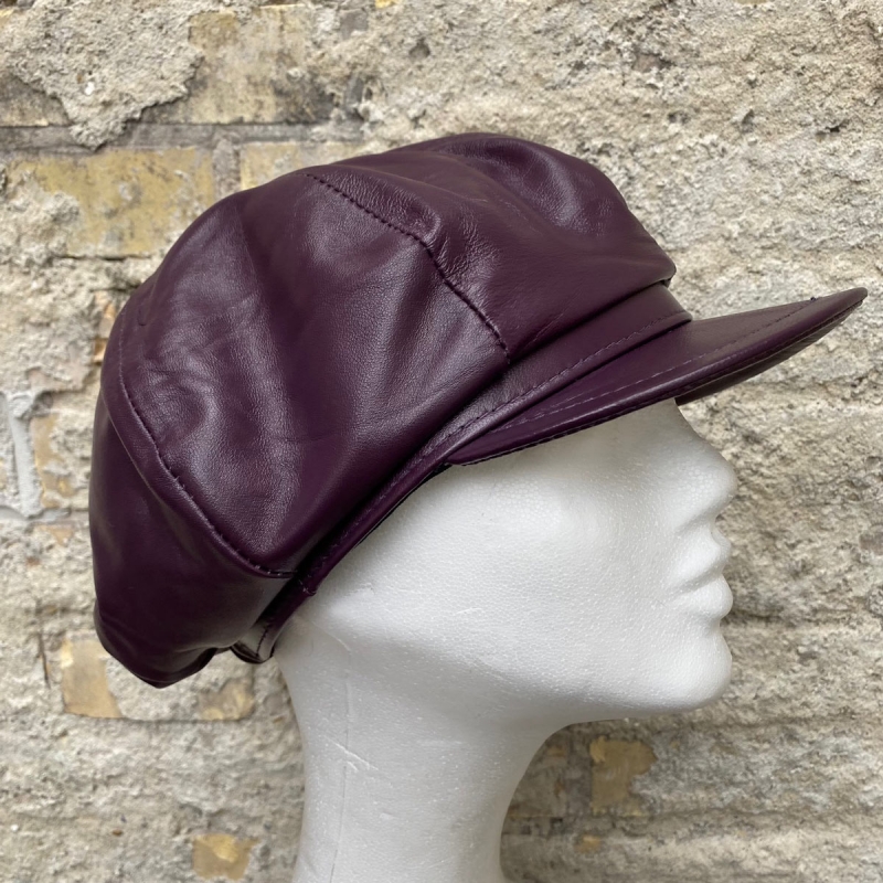 Lila dam läderhatt - Freja Skind design - Mjuk lammskinn