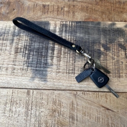 Keys nøglering med karabinhage - Sort bøffelskind - Freja skind