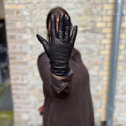 Sort dame skindhandske - Mejse fra Levinsky - Blød skind og varmt foer