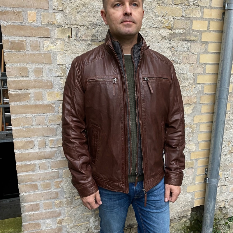 Plus size Melvin vinter skinnjacka - Brun - Herr - Freja Skind