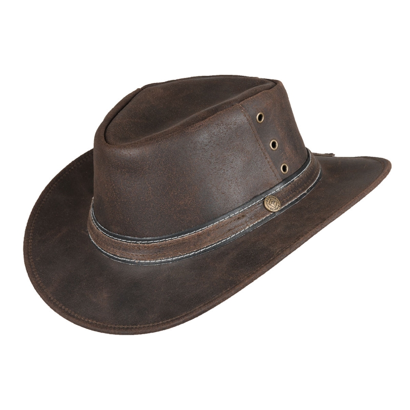Longford cowboyhatt - Brun - Robust hatt i kraftigt läder - Scippis