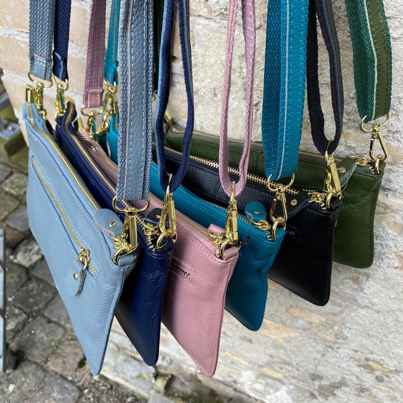 Marilyn skuldertaske og clutch - To i en - Sort skind - Freja skind