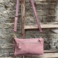 Marilyn skuldertaske og clutch - To i en - varm rosa skind - Freja skind