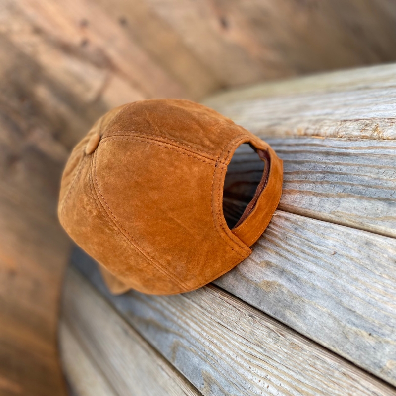 Ruskinds cap - camel farvet  - Freja skind