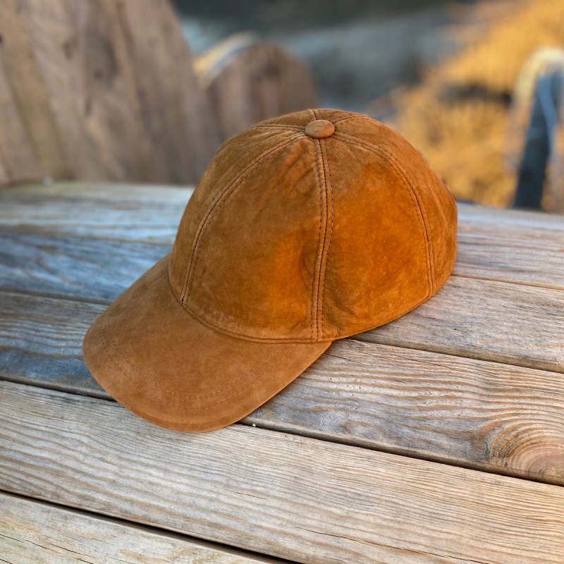 Ruskinds cap - camel farvet  - Freja skind