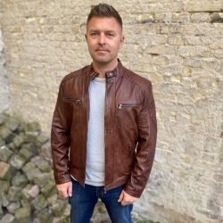 Herre skindjakke - Blød og let kvalitet - Tabacco farve - Freja skind