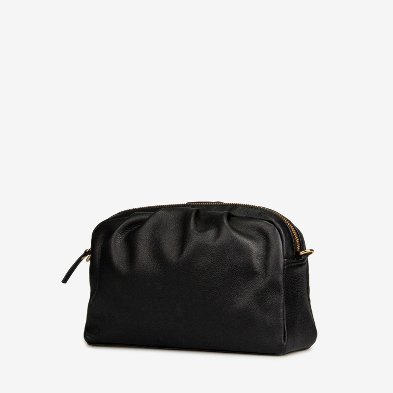 Layla Lay Lay crossbody-väska - Mjuk svart läder - Rem och kedja - Treats