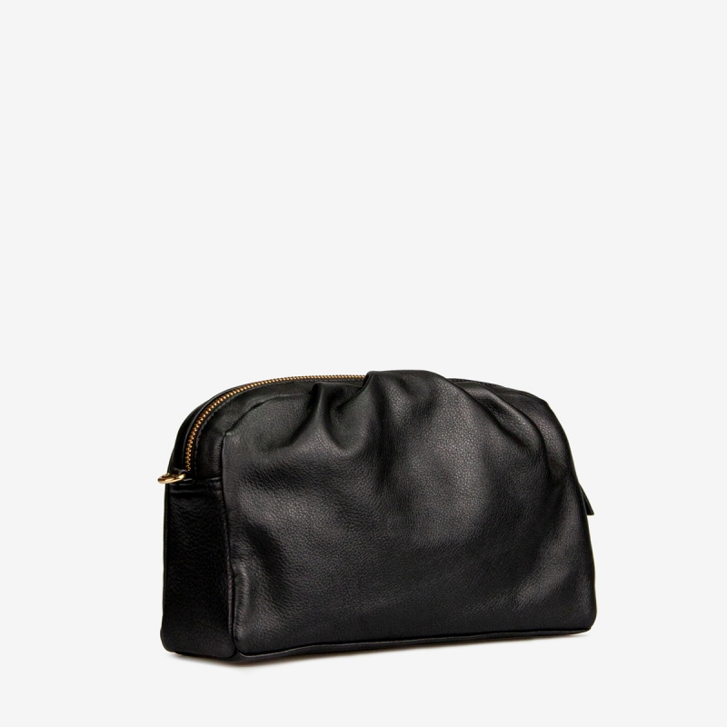Layla Lay Lay crossbody-väska - Mjuk svart läder - Rem och kedja - Treats