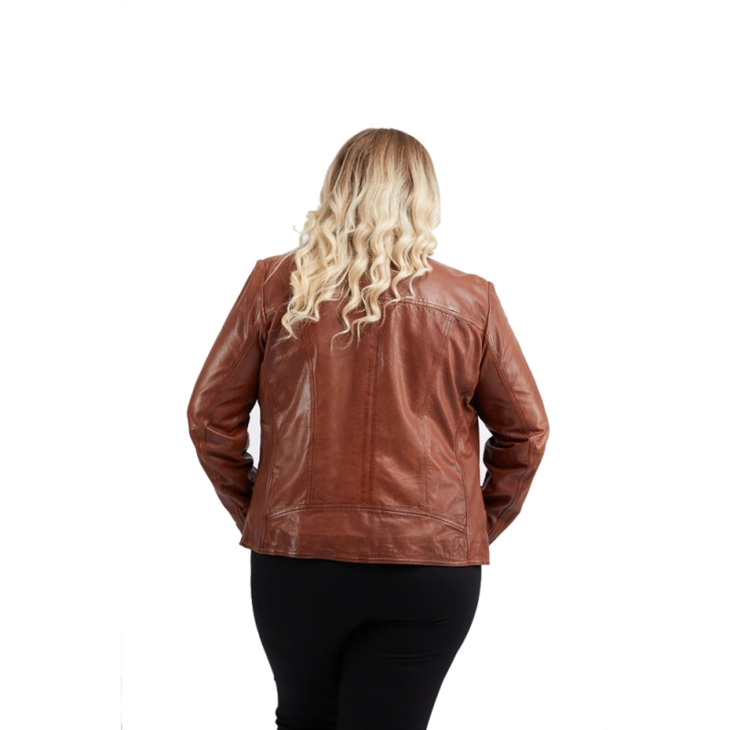 Cognac dame skindjakke - Freja skind