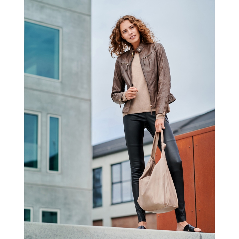 Beige skuldertaske - Blød lammeskind - BTF-CPH - 100109