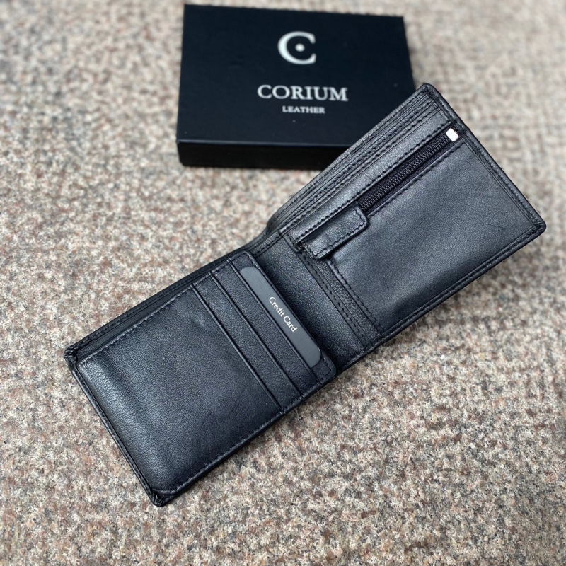 sort herre læderpung - Corium 120026